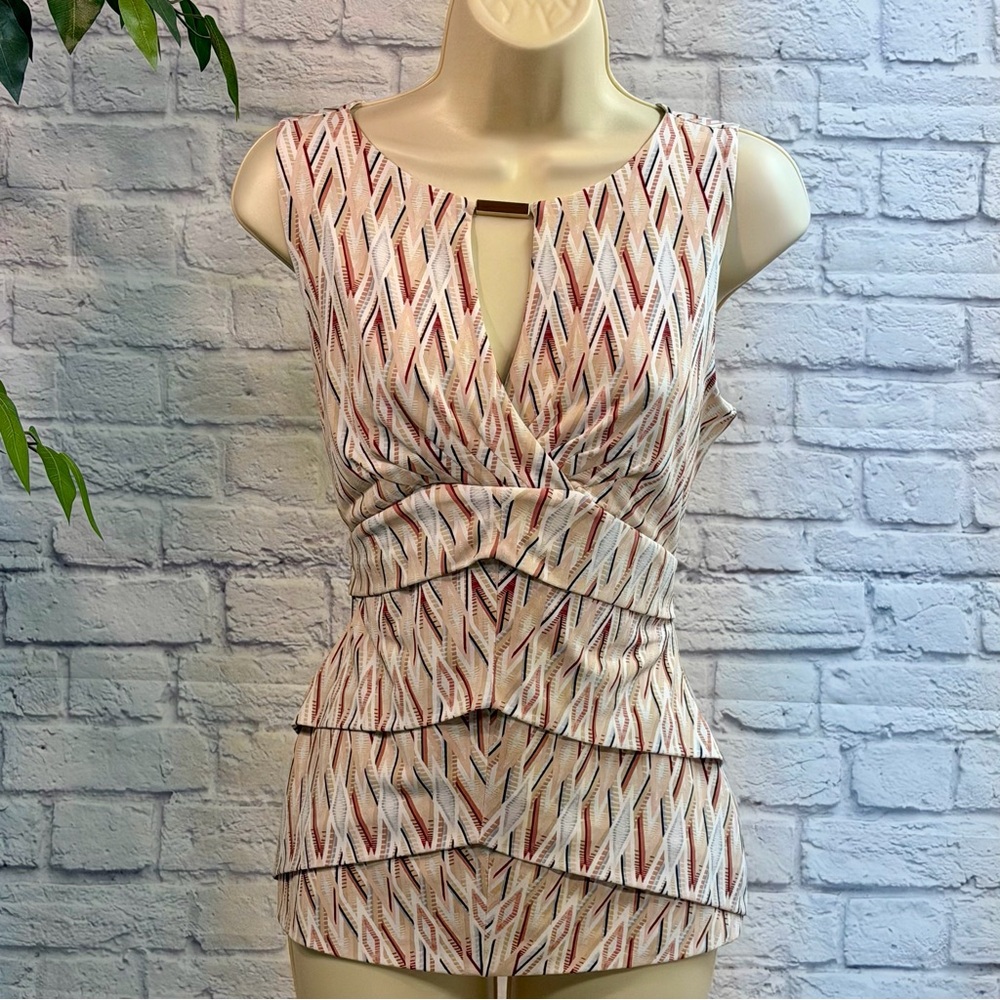 White House Black Market Geometric Sleeveless Blouse